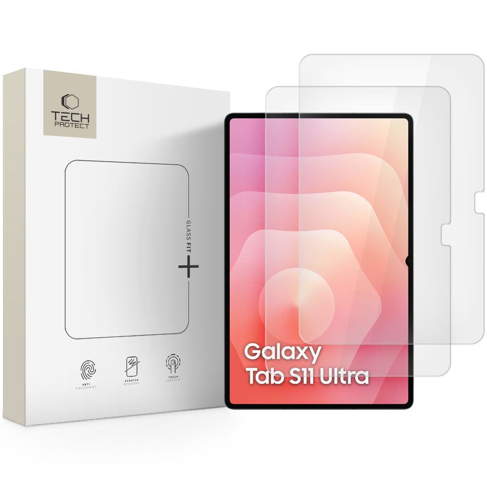 Film de protection d'écran Tech-Protect FIT+ pour Samsung Galaxy Tab S11 Ultra / Tab S10 Ultra, Verre Trempé, Full Glue, Lot de 2 pièces, 2.5D