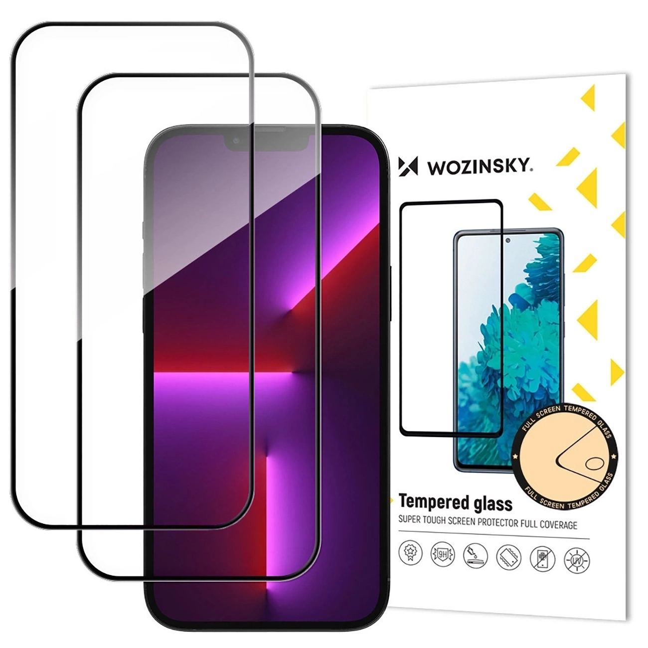 WZK Screen Protector for Apple iPhone 17 Pro, Tempered Glass, Full Glue, Set of 2 pieces, Black