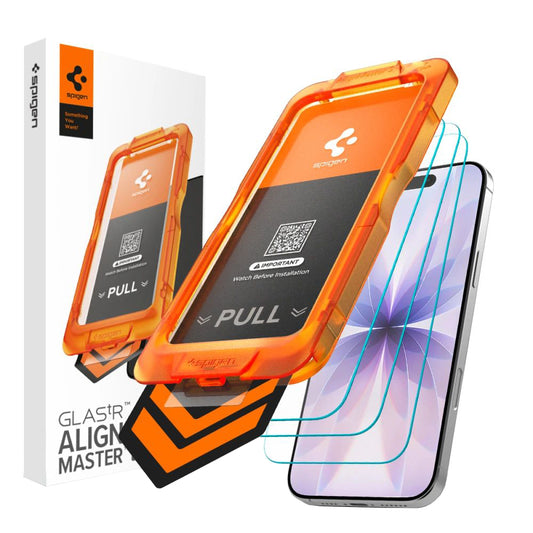 Film de protection écran Spigen GlastR Align Master Slim pour Apple iPhone 17, Verre Trempé, Full Glue, Lot de 3 pièces