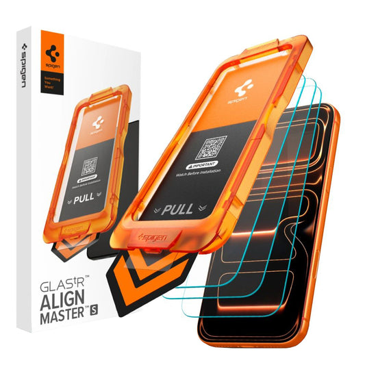 Film de protection d'écran Spigen GlastR Align Master Slim pour Apple iPhone 17 Pro Max, Verre Trempé, Full Glue, Lot de 3 pièces