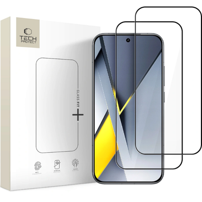 Film de protection d'écran Tech-Protect FIT+ pour Xiaomi Poco F8 Ultra, Verre Trempé, Collage Complet, Lot de 2 pièces, 2.5D, Noir