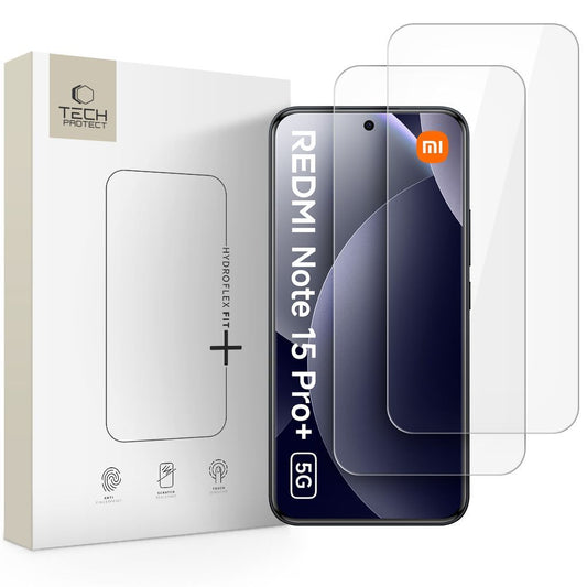 Film de protection d'écran Tech-Protect Hydro Flex+ pour Xiaomi Poco M8 Pro / Redmi Note 15 Pro+ 5G, Plastique, Lot de 2 pièces