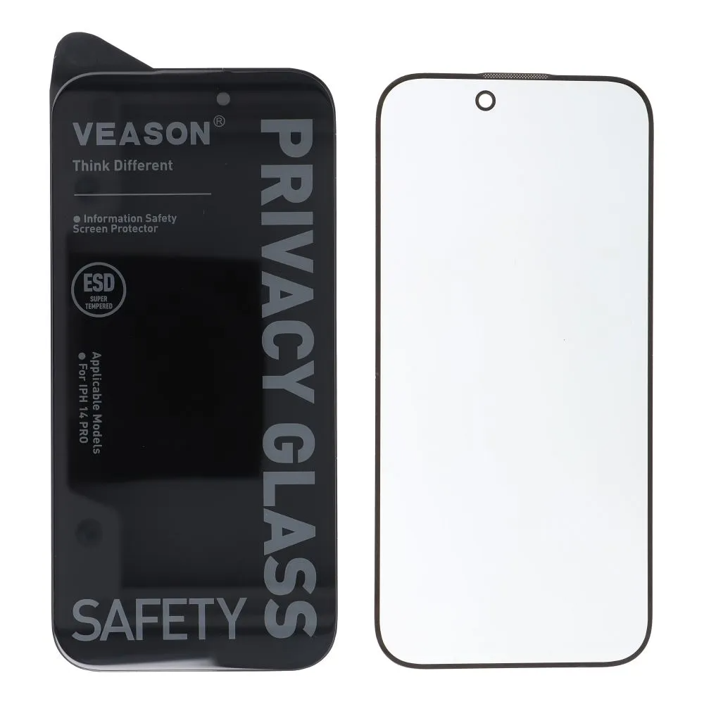 Film de protection d'écran Privacy Veason pour Apple iPhone 14 / 13 Pro, Verre trempé, Collage intégral, 6D