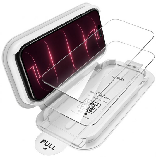 Film de protection d'écran Tech-Protect OneTouch pour Apple iPhone 18 Pro / 17 Pro, Verre trempé, Collage complet, Lot de 2 pièces, Transparent