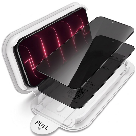 Film de protection d'écran Privacy Tech-Protect OneTouch pour Apple iPhone 18 Pro Max, Verre trempé, Collage intégral, Lot de 2 pièces