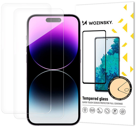 WZK Screen Protector Film for Apple iPhone 18 Pro / 17 Pro / 16 Pro, Tempered Glass, Full Glue, Set of 2 pieces