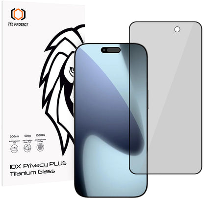 Film de protection d’écran Privacy Tel Protect 10X Plus Titanium pour Apple iPhone 17 Pro, verre trempé, adhésif intégral