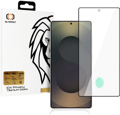Film de protection d’écran Privacy Tel Protect 10X Plus Titanium pour Samsung Galaxy S25 Ultra S938, verre trempé, adhésif intégral