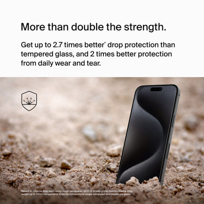 Film de protection d'écran Belkin ScreenForce UltraGlass 2 pour Apple iPhone 15 Pro Max, Verre trempé, Full Glue OVA134zz