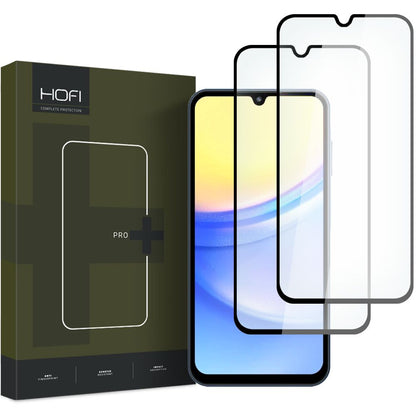 Protection d'écran HOFI Glass PRO+ pour Samsung Galaxy A15 5G A156 / A15 A155, Glass Shield, Full Glue, Set 2 pieces, 2.5D, Black 