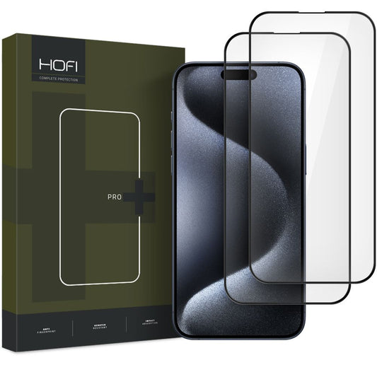 Protection d'écran HOFI Glass PRO+ pour Apple iPhone 16 Pro, Verre Protecteur, Full Glue, Set 2 pieces, 2.5D, Noir 