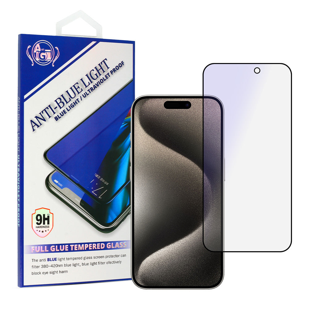 Film de protection d'écran Anti Blue Light OEM pour Apple iPhone 16 Plus, Verre Trempé, Full Glue, Noir