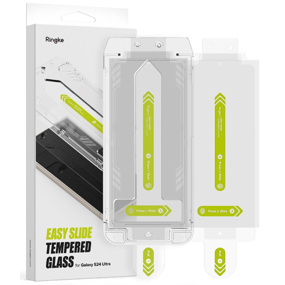 Ringke Easy Slide Screen Protector for Samsung Galaxy S24 Ultra S928, Glass Protected, Full Glue, Set 2 pieces 