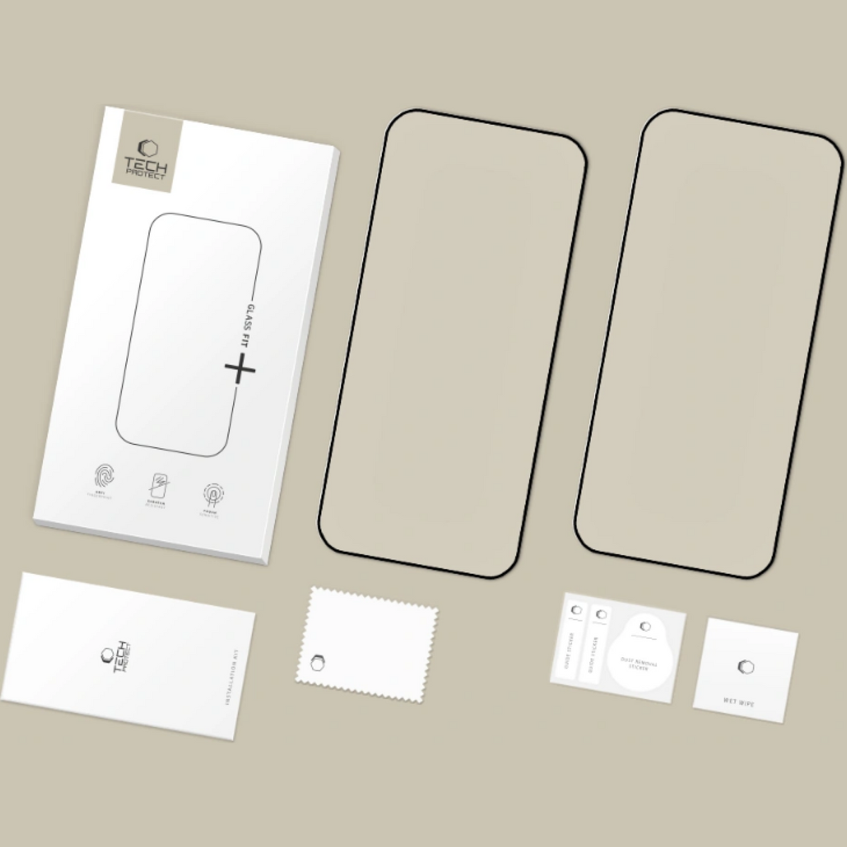 Film de protection d'écran Tech-Protect FIT+ pour Xiaomi Poco F8 Ultra, Verre Trempé, Collage Complet, Lot de 2 pièces, 2.5D, Noir