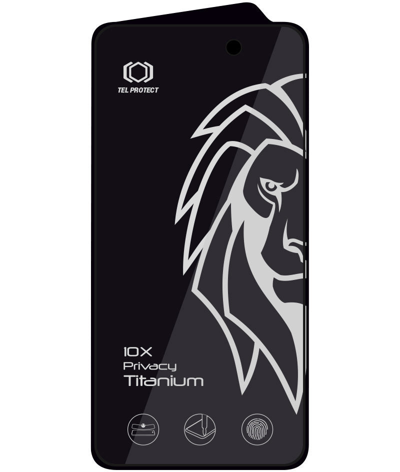 Film de protection d’écran Privacy Tel Protect 10X Plus Titanium pour Apple iPhone 17 Pro, verre trempé, adhésif intégral
