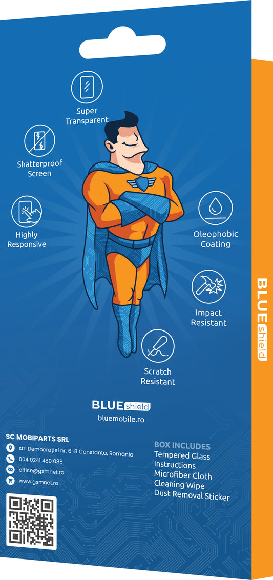 Film de protection d'écran Blue Shield pour Xiaomi Poco C75 5G / C75 / Redmi 14C, Verre Trempé, Colle Complète, Compatible avec les Coques, Noir