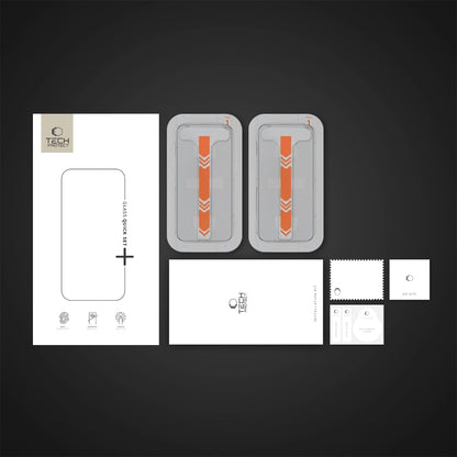 Film de protection d'écran Tech-Protect Quick Set+ pour Apple iPhone 16 / 15, Verre Trempé, Full Glue, Lot de 2 pièces, Noir