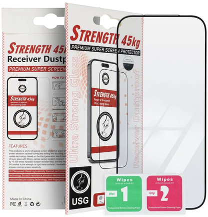 Film de protection d'écran OEM Ultra Strong 45KG pour Apple iPhone 17 Pro, Verre trempé, Collage complet, 2.5D, Noir