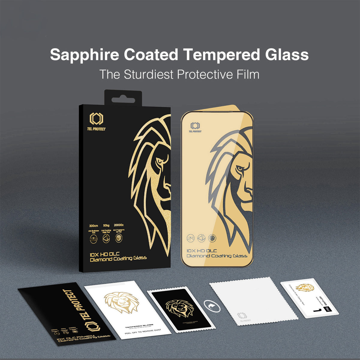 Protection d’écran Tel Protect 10X HD DLC Diamond Coating pour Apple iPhone 17e / 16e / 14 / 13 Pro / 13, verre trempé, adhésif intégral, noir