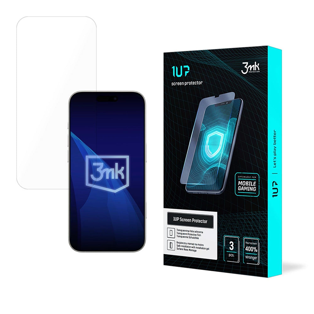 Film de protection d'écran 3MK 1UP pour Apple iPhone 17 Pro Max, Verre Trempé, Full Glue, Lot de 3 pièces