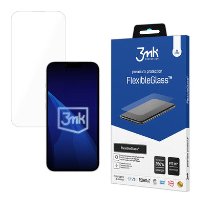 Film de protection d'écran 3MK FlexibleGlass pour Apple iPhone 17e / 16e, Verre Flexible, Collage Complet