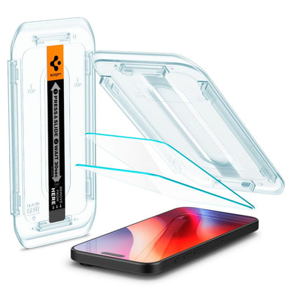 Spigen EZ FIT Film de protection d'écran pour Apple iPhone 16 Pro Max, protection en verre, collage intégral, lot de 2 pièces AGL07907 AGL07907