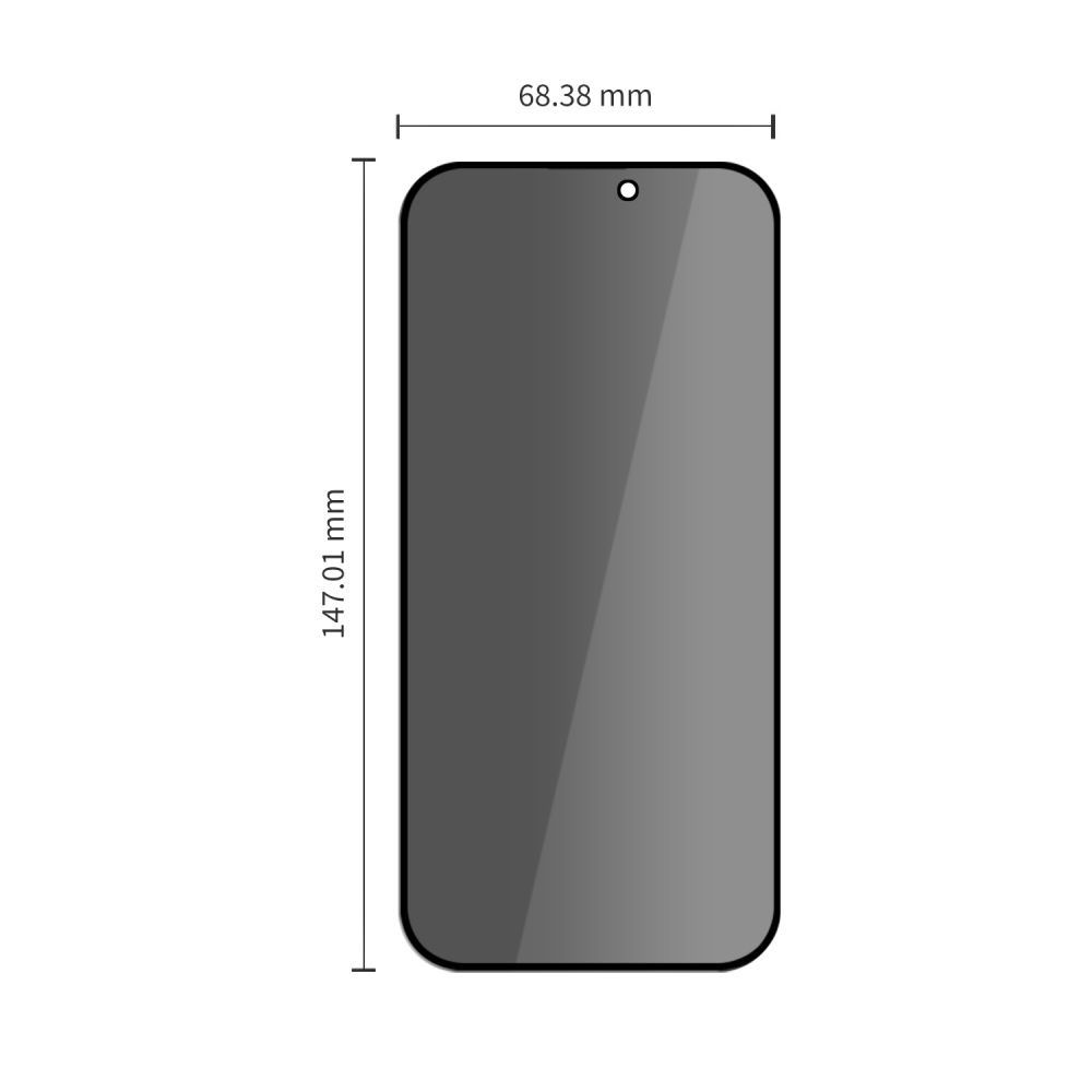 Film de protection d'écran Privacy Tech-Protect OneTouch pour Apple iPhone 18 Pro, Verre trempé, Collage intégral, Lot de 2 pièces