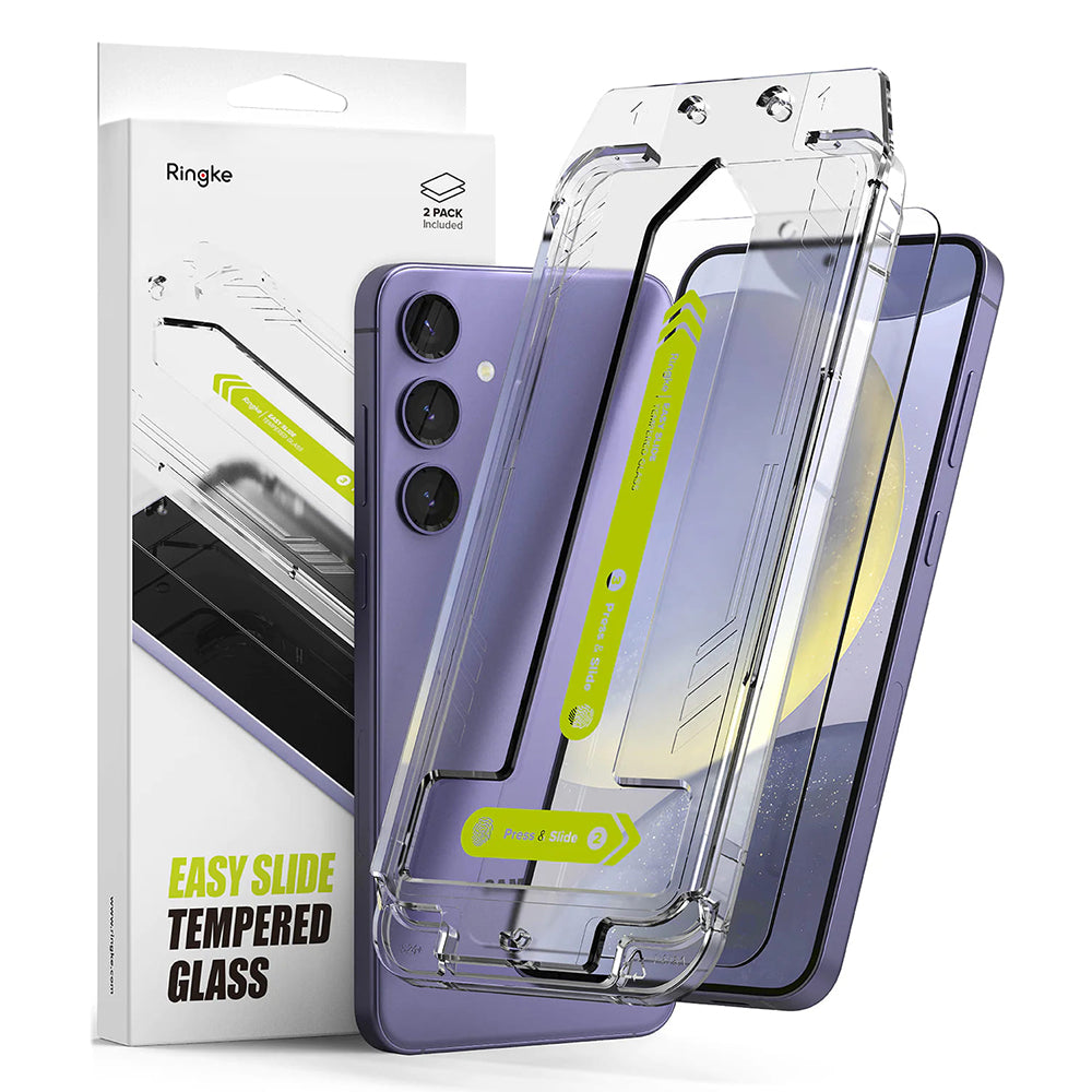 Ringke Easy Slide Screen Protector for Samsung Galaxy S24 S921, Glass Protected, Full Glue, Set 2 pieces 