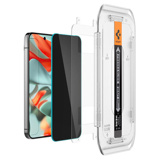 Film de protection d'écran Privacy Spigen GlastR EZ FIT pour Google Pixel 9 Pro XL, Verre trempé, Collage complet, Lot de 2 pièces AGL09313