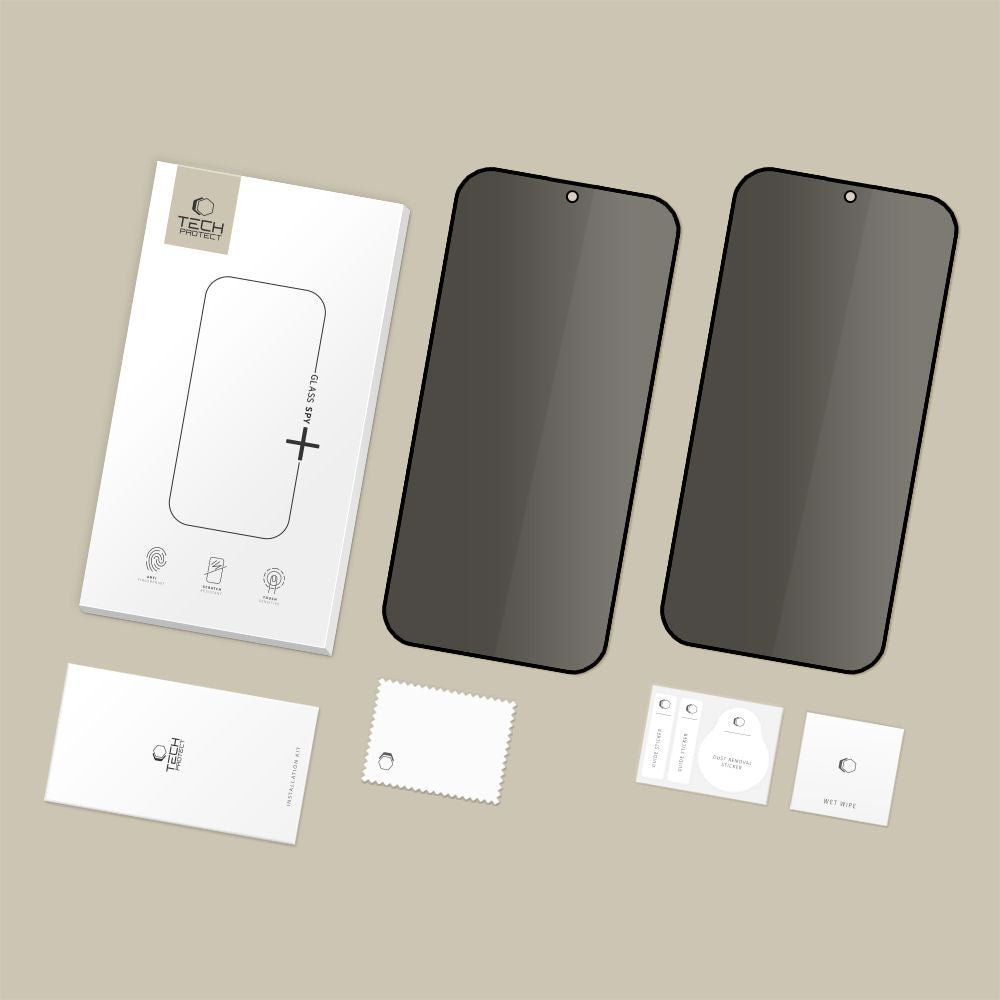 Film de protection d'écran Privacy Tech-Protect Spy+ pour Samsung Galaxy S26 Plus S947, Verre Trempé, Full Glue, Lot de 2 pièces
