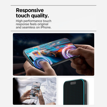 Film de protection écran Spigen GlastR Align Master Slim pour Apple iPhone 17, Verre Trempé, Full Glue, Set 3 pièces AGL10484