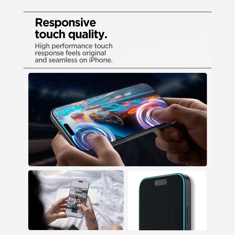 Film de protection d'écran Spigen GlastR Align Master Slim pour Apple iPhone 17 Pro, Verre Trempé, Full Glue, Set de 3 pièces AGL10103