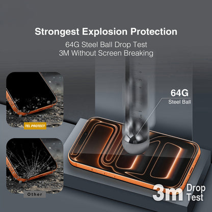 Protection d’écran Tel Protect 10X HD DLC Diamond Coating pour Apple iPhone 18 Pro / 17 Pro, verre trempé, adhésif intégral, noir
