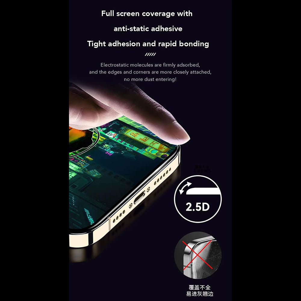 Anank 1X Reinforced Anti-Fingerprint Screen Protector for Apple iPhone 16 Pro Max, Tempered Glass, Full Glue, 2.5D, Black