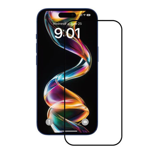 Film de protection d'écran Anank 1X Renforcé pour Apple iPhone 16 Pro, Verre Trempé, Collage Complet, 2.5D, Noir