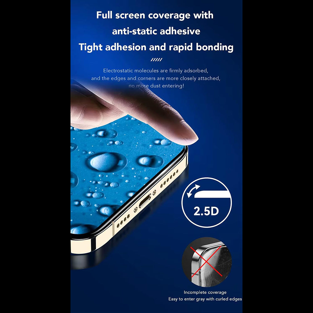 Film de protection d'écran Anank 3X Renforcé pour Apple iPhone 16, Verre Trempé, Collage Complet, 2.5D, Noir