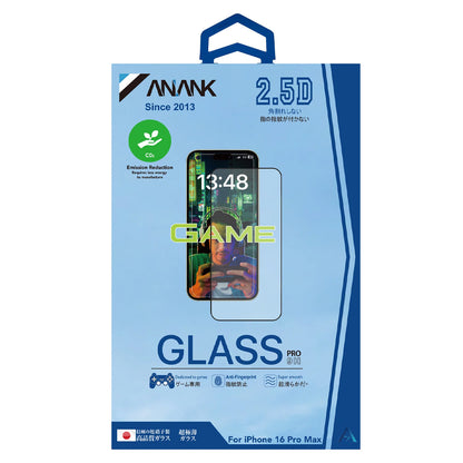 Anank Anti-Fingerprint Screen Protector for Apple iPhone 15 Pro Max, Tempered Glass, Full Glue, 2.5D, Black