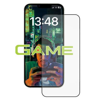 Anank Anti-Fingerprint Screen Protector Film for Apple iPhone 17e / 16e / 14 / 13 Pro, Tempered Glass, Full Glue, 2.5D, Black
