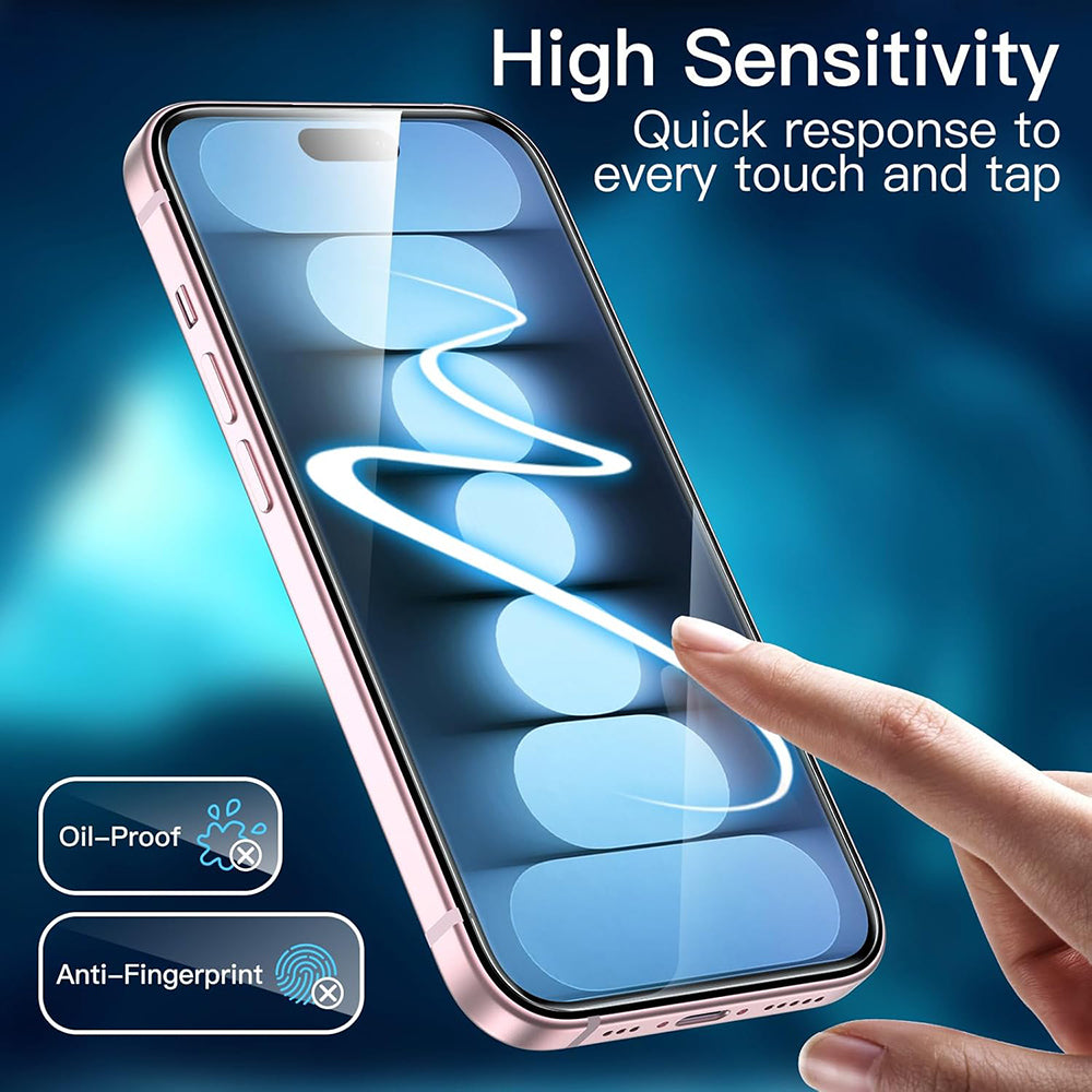 Film de protection d'écran Anank pour Apple iPhone 15 Pro Max, Verre trempé, Collage complet, 3D, Lot de 10 pièces