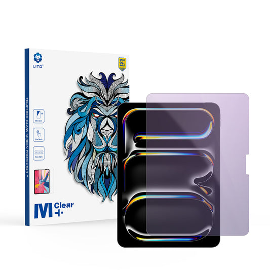 Film de protection écran Anti Lumière Bleue Lito Classic pour Apple iPad Pro 11 (2024), Verre Trempé, Collage Complet, 2.5D