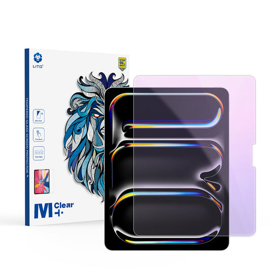 Film de protection écran Anti Lumière Bleue Lito Classic pour Apple iPad Pro 13 (2024), Verre Trempé, Collage Complet, 2.5D