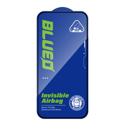 Film de protection d'écran Blueo Anti-Casse pour Apple iPhone 16 / 15 / 14 Pro, Verre Trempé, Collage Complet, Noir