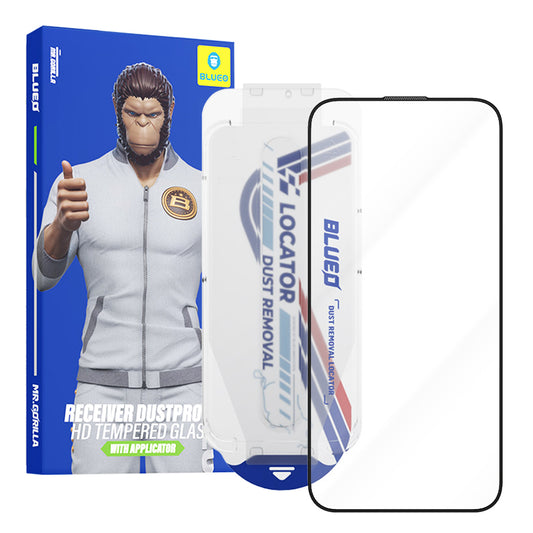 Film de protection d'écran Blueo Anti-Poussière HD Applicator Pro pour Apple iPhone 17e / 16e / 14 / 13 Pro, Verre Trempé, Collage Complet, Noir
