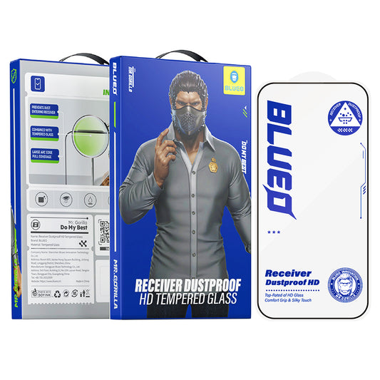 Film de protection d'écran Blueo Anti-Poussière HD pour Apple iPhone 14 Pro Max, Verre Trempé, Collage Complet, Noir
