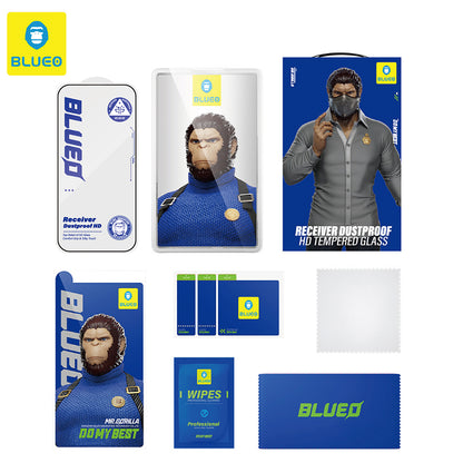 Film de protection d'écran Blueo Anti-Poussière HD pour Apple iPhone 16 Pro Max, Verre Trempé, Collage Complet, Noir