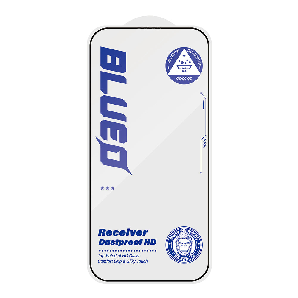 Film de protection d'écran Blueo Anti-Poussière HD pour Apple iPhone 16 Pro, Verre Trempé, Collage Complet, Noir