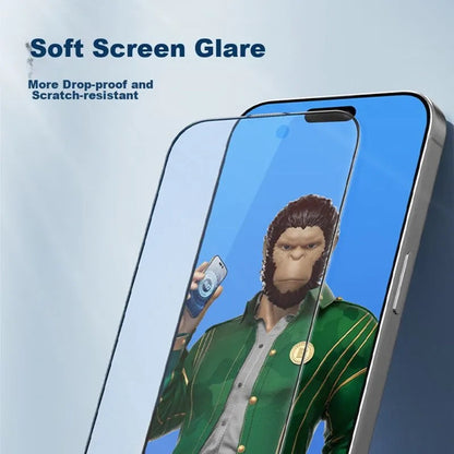 Blueo Anti-Glare Screen Protector Film for Apple iPhone 16 / 15, Tempered Glass, Full Glue, Black