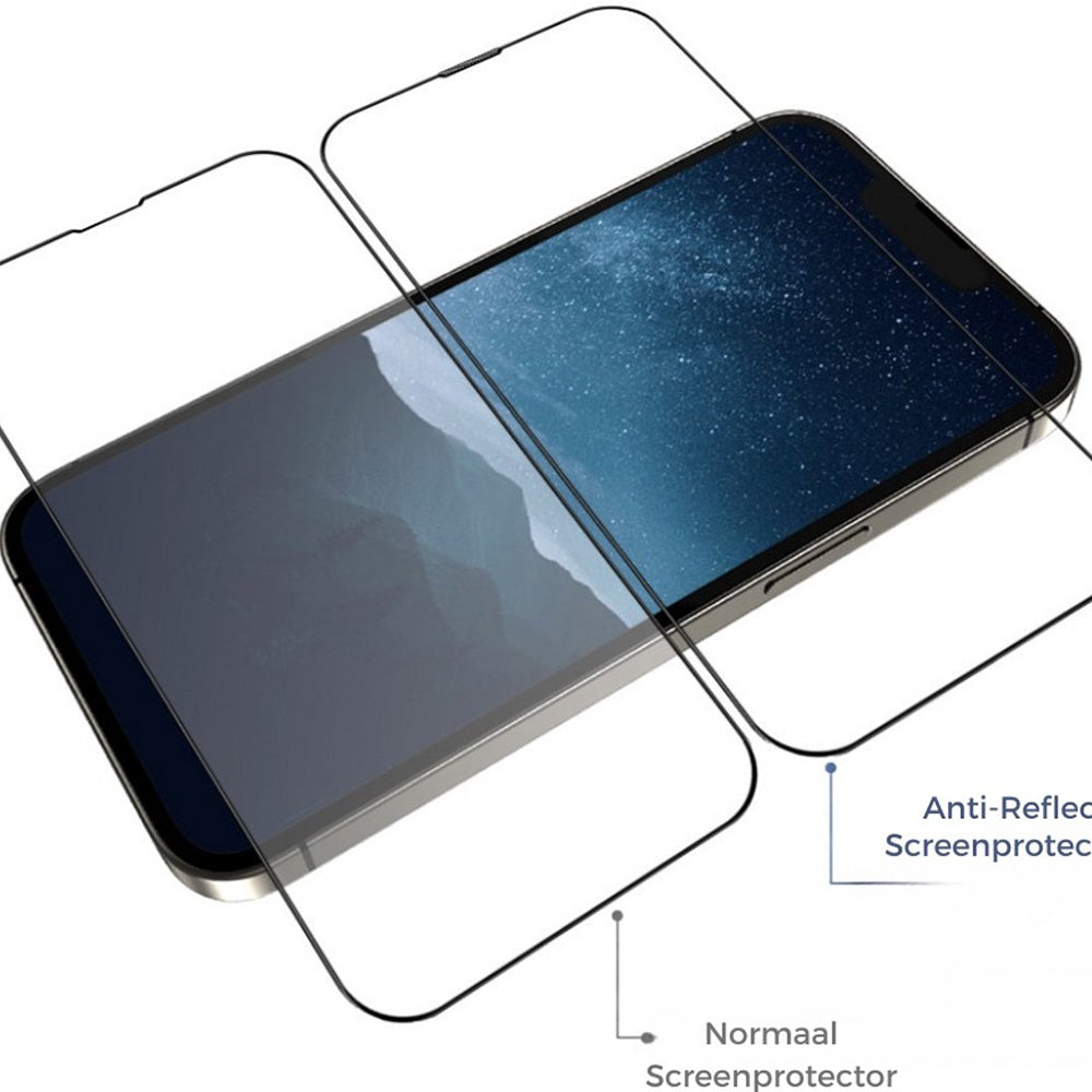 Blueo Anti-Reflective HD Screen Protector Film for Apple iPhone 16 Pro Max, Tempered Glass, Full Glue, Black