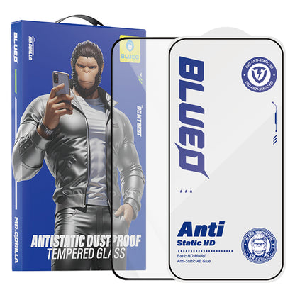 Film de protection d'écran Blueo Anti-Statique HD pour Apple iPhone 15 Pro Max, Verre Trempé, Collage Complet, Noir