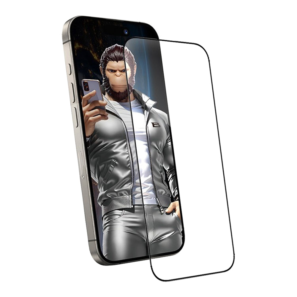 Film de protection d'écran Blueo Anti-Statique HD pour Apple iPhone 15 Pro Max, Verre Trempé, Collage Complet, Noir
